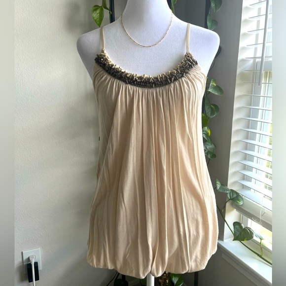 Forever 21 Tops - Forever 21 Cream Camisole with Embellished Neckline